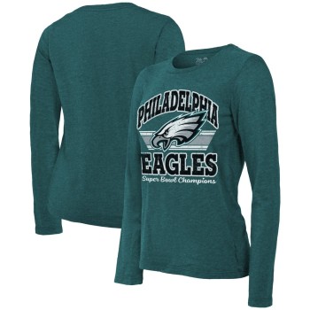 Women's Philadelphia Eagles  Threads Midnight Green Super Bowl LIX Champions Coffin Corner Boyfriend Long Sleeve Tri-Blend T-Shirt Women's Philadelphia Eagles  Threads Midnight Green Super Bowl LIX Champions Coffin Corner Boyfriend Long Sleeve Tri-Blend T-Shirt