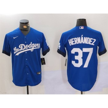 Men's Los Angeles Dodgers #37 Teoscar Hernandez Blue Cool Base Stitched Baseball Jersey Men's Los Angeles Dodgers #37 Teoscar Hernandez Blue Cool Base Stitched Baseball Jersey