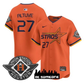 Men's Houston Astros #27 Jose Altuve Orange 2025 City Connect Limited Stitched Baseball Jersey