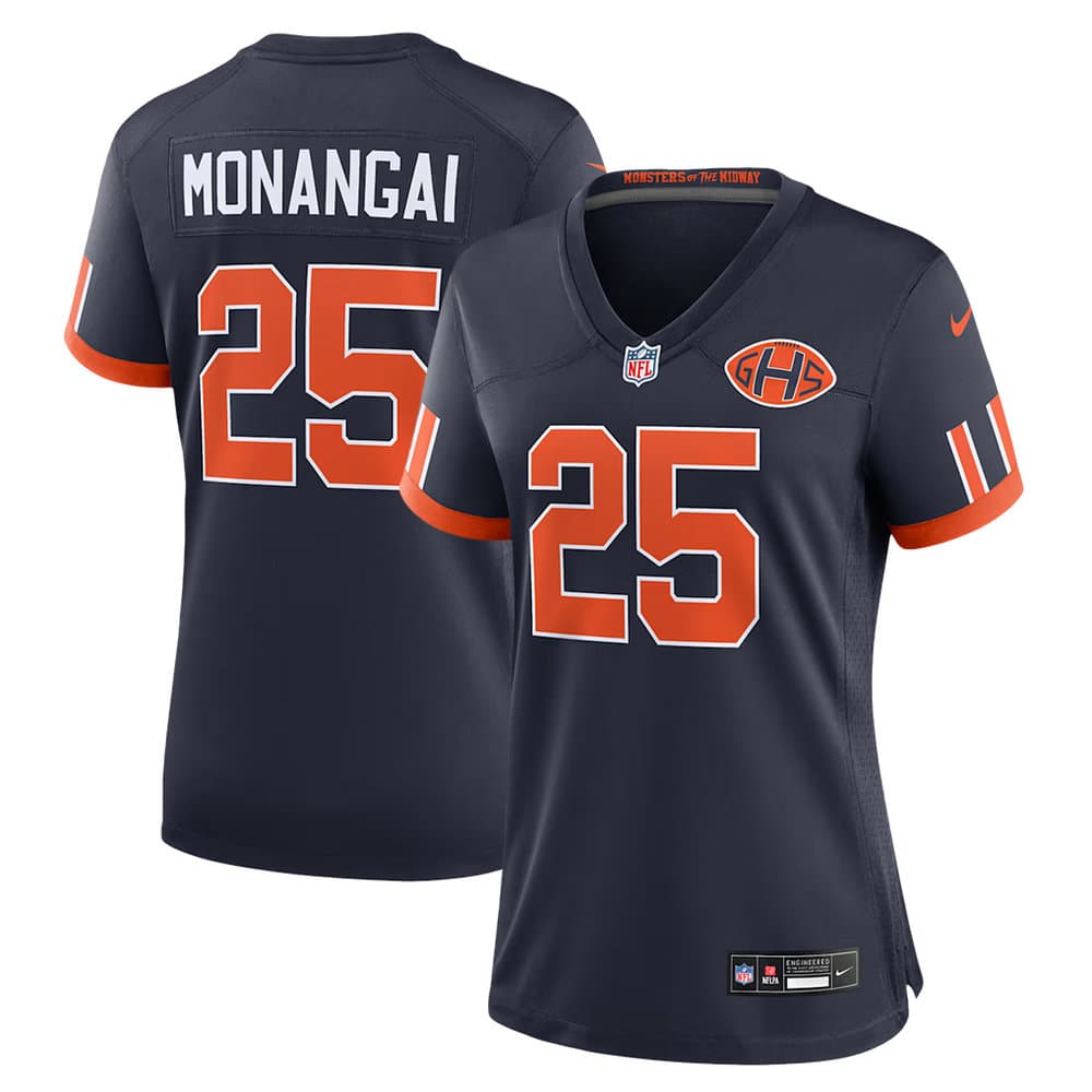 Women's Chicago Bears #25 Kyle Monangai Navy 2026 Rivalries Collection Game Jersey Women's Chicago Bears #25 Kyle Monangai Navy 2026 Rivalries Collection Game Jersey