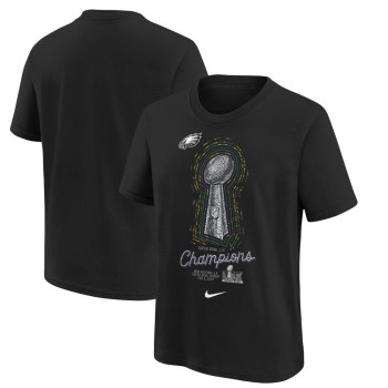 Youth Philadelphia Eagles  Black Super Bowl LIX Champions Lombardi Trophy T-Shirt Youth Philadelphia Eagles  Black Super Bowl LIX Champions Lombardi Trophy T-Shirt