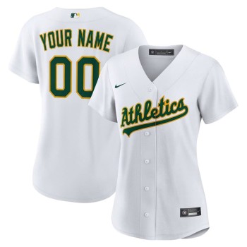 Women's Oakland Athletics White Stitched Baseball Custom Jersey