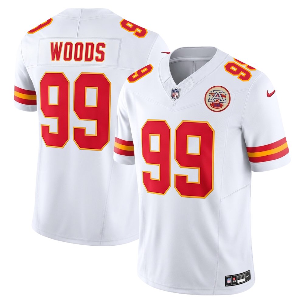 Men's Kansas City Chiefs #99 Peter Woods White 2026 NFL Draft Vapor F.U.S.E. Limited Jersey Men's Kansas City Chiefs #99 Peter Woods White 2026 NFL Draft Vapor F.U.S.E. Limited Jersey