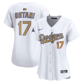 Women's Los Angeles Dodgers #17 Shohei Ohtani White 2025 Gold Collection Limited Jersey Women's Los Angeles Dodgers #17 Shohei Ohtani White 2025 Gold Collection Limited Jersey