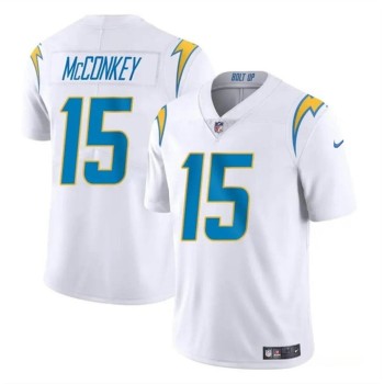 Men's Los Angeles Chargers #15 Ladd McConkey White 2024 Draft Vapor Limited Stitched Football Jersey Men's Los Angeles Chargers #15 Ladd McConkey White 2024 Draft Vapor Limited Stitched Football Jersey