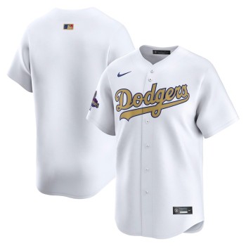 Men's Los Angeles Dodgers White 2025 Gold Collection Limited Jersey Men's Los Angeles Dodgers White 2025 Gold Collection Limited Jersey