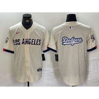 Men's Los Angeles Dodgers Team Big Logo Cream Stitched Baseball Jersey Men's Los Angeles Dodgers Team Big Logo Cream Stitched Baseball Jersey