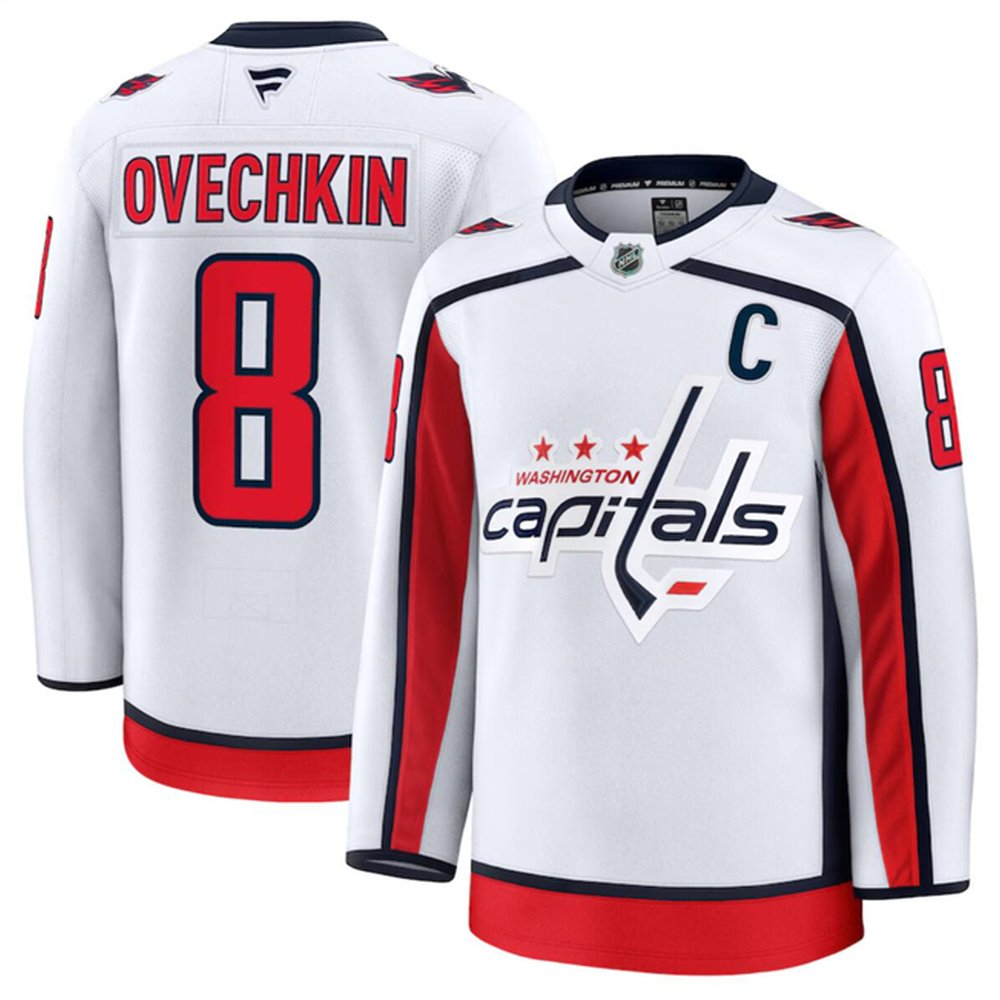 Youth Washington Capitals #8 Alexander Ovechkin White 2024-25 Away Stitched Hockey Jersey