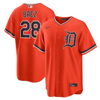 Men's Detroit Tigers #28 Javier Baez Orange Cool Base Stitched Jersey Men's Detroit Tigers #28 Javier Baez Orange Cool Base Stitched Jersey