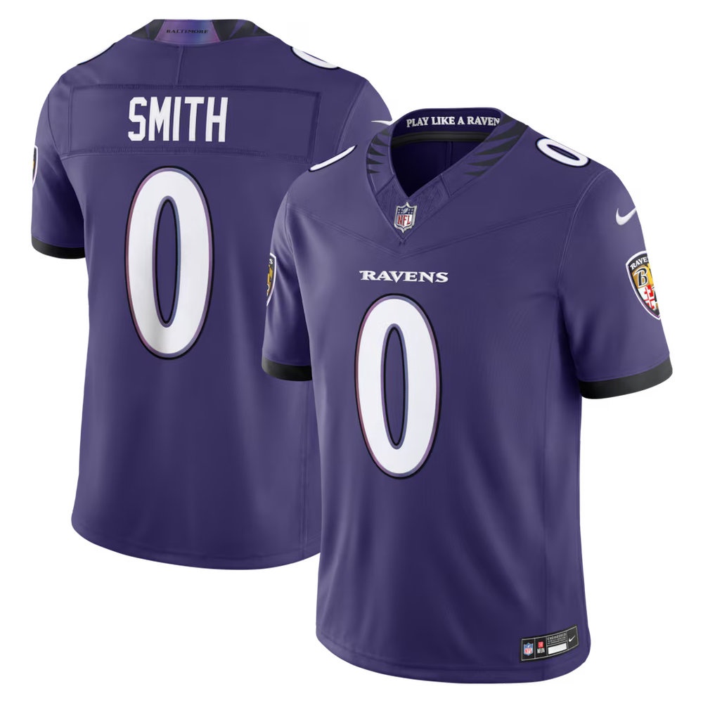 Men's Baltimore Ravens #0 Roquan Smith Purple Vapor F.U.S.E. Sewn Down Limited Jersey Men's Baltimore Ravens #0 Roquan Smith Purple Vapor F.U.S.E. Sewn Down Limited Jersey
