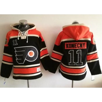 Flyers #11 Travis Konecny Black Sawyer Hooded Sweatshirt Stitched NHL Jersey Flyers #11 Travis Konecny Black Sawyer Hooded Sweatshirt Stitched NHL Jersey