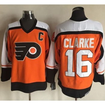 Flyers #16 Bobby Clarke Orange/Black CCM Throwback Stitched NHL Jersey Flyers #16 Bobby Clarke Orange/Black CCM Throwback Stitched NHL Jersey