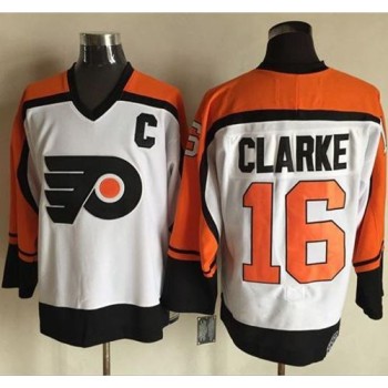 Flyers #16 Bobby Clarke White/Black CCM Throwback Stitched NHL Jersey Flyers #16 Bobby Clarke White/Black CCM Throwback Stitched NHL Jersey
