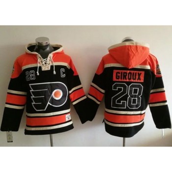 Flyers #28 Claude Giroux Black Sawyer Hooded Sweatshirt Stitched NHL Jersey Flyers #28 Claude Giroux Black Sawyer Hooded Sweatshirt Stitched NHL Jersey