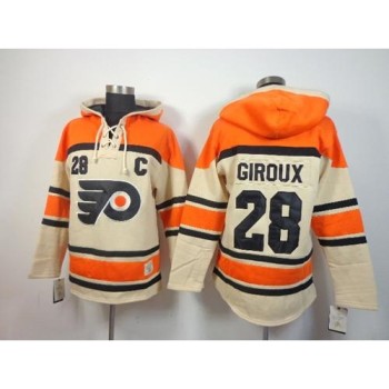 Flyers #28 Claude Giroux Cream Sawyer Hooded Sweatshirt Stitched NHL Jersey Flyers #28 Claude Giroux Cream Sawyer Hooded Sweatshirt Stitched NHL Jersey