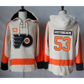 Flyers #53 Shayne Gostisbehere Cream Sawyer Hooded Sweatshirt Stitched NHL Jersey Flyers #53 Shayne Gostisbehere Cream Sawyer Hooded Sweatshirt Stitched NHL Jersey