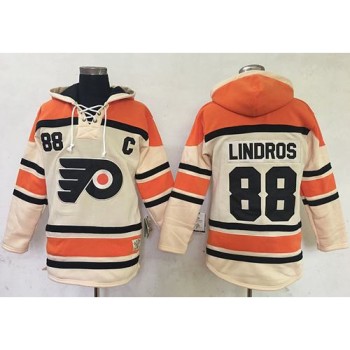 Flyers #88 Eric Lindros Cream Sawyer Hooded Sweatshirt Stitched NHL Jersey Flyers #88 Eric Lindros Cream Sawyer Hooded Sweatshirt Stitched NHL Jersey