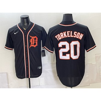 Men's Detroit Tigers #20 Spencer Torkelson Black 2026 Fashion Replica Black Out Jersey Men's Detroit Tigers #20 Spencer Torkelson Black 2026 Fashion Replica Black Out Jersey