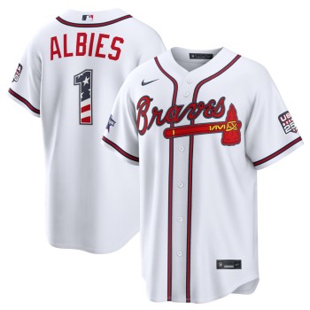 Men's Atlanta Braves #1 Ozzie Albies Nike White 2026 All-Star Edition Stars & Stripes Stadium Jersey Men's Atlanta Braves #1 Ozzie Albies Nike White 2026 All-Star Edition Stars & Stripes Stadium Jersey