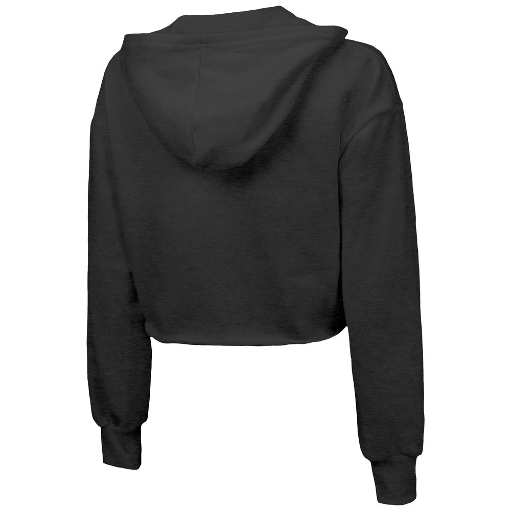 Women's Philadelphia Eagles  Threads Black Super Bowl LIX Champions Fair Catch Tri-Blend Cropped Pullover Hoodie