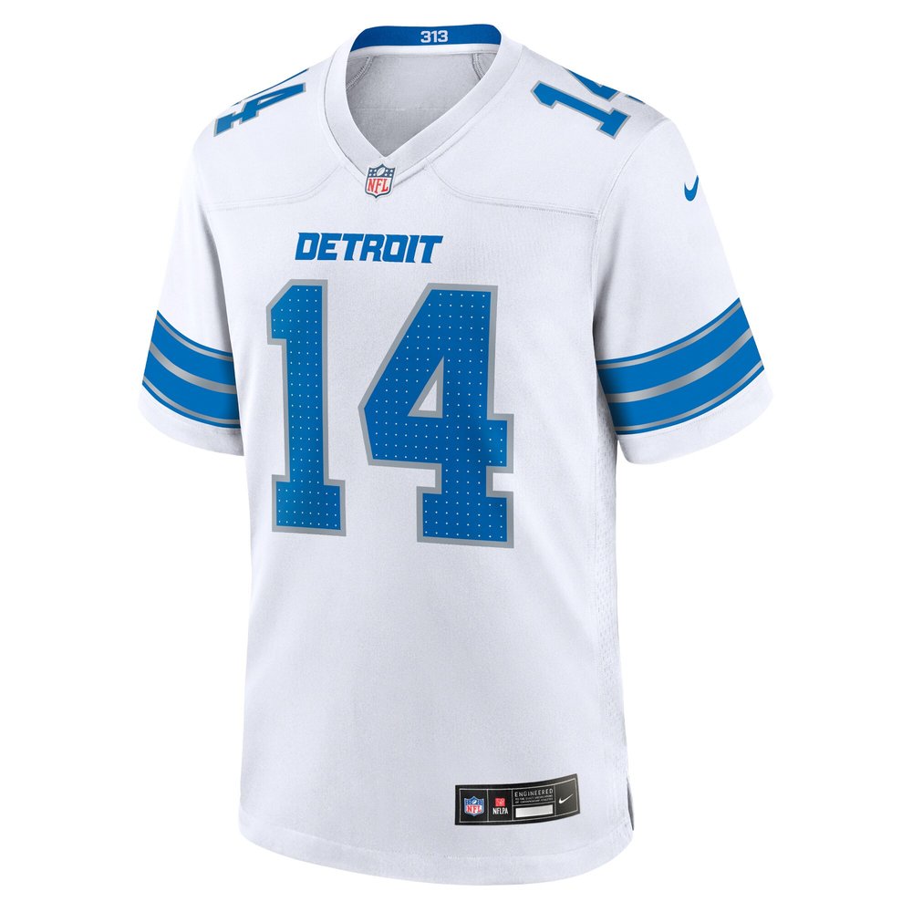 Men's Detroit Lions #14 Amon-Ra St. Brown White Game Jersey