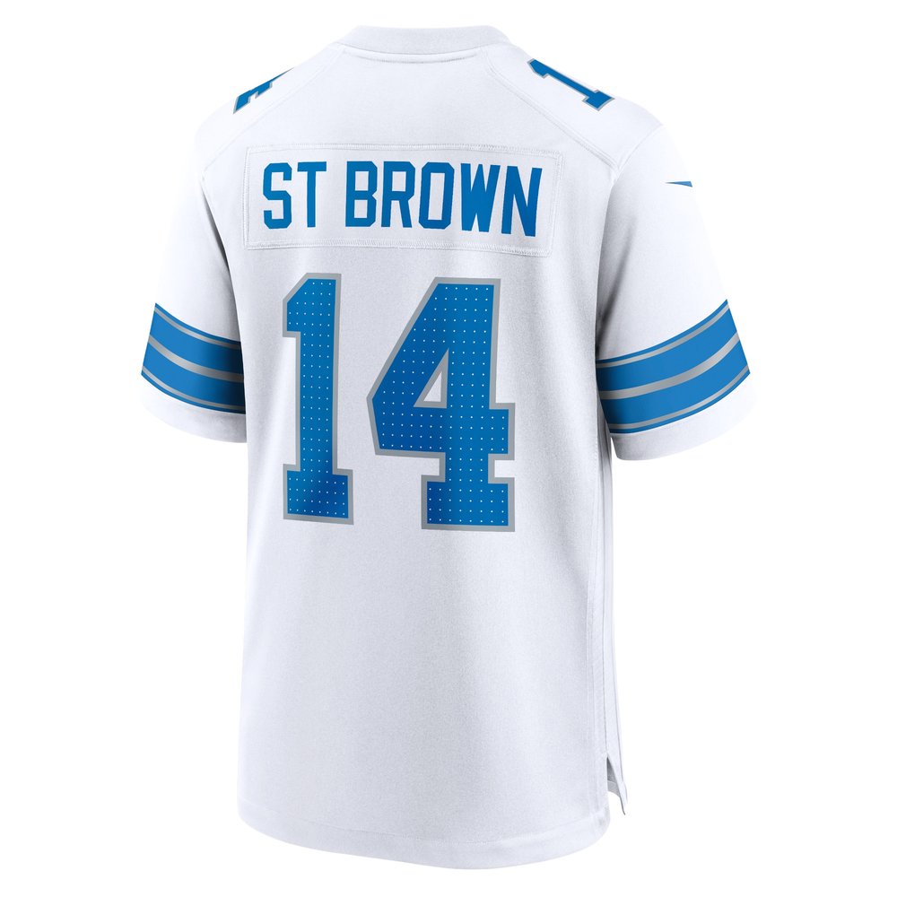 Men's Detroit Lions #14 Amon-Ra St. Brown White Game Jersey