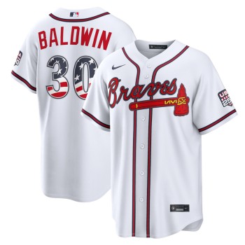Youth Atlanta Braves #30 Drake Baldwin Nike White USA 250 Fourth of July Home Stadium Jersey Youth Atlanta Braves #30 Drake Baldwin Nike White USA 250 Fourth of July Home Stadium Jersey