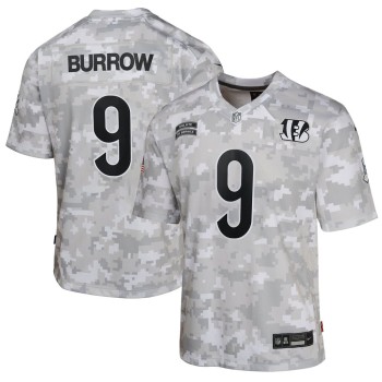 Youth Cincinnati Bengals Joe Burrow Arctic Camo 2024 Salute to Service Game Jersey Youth Cincinnati Bengals Joe Burrow Arctic Camo 2024 Salute to Service Game Jersey