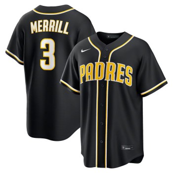 Men's San Diego Padres #3 Jackson Merrill Fashion Replica Black Out Jersey Men's San Diego Padres #3 Jackson Merrill Fashion Replica Black Out Jersey