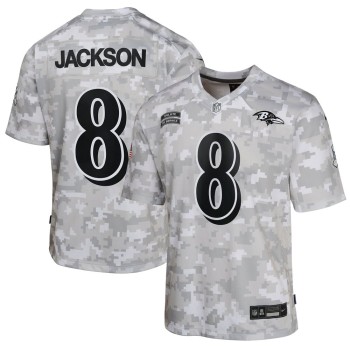 Youth Baltimore Ravens Lamar Jackson Arctic Camo 2024 Salute to Service Game Jersey Youth Baltimore Ravens Lamar Jackson Arctic Camo 2024 Salute to Service Game Jersey