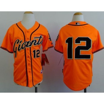 Giants #12 Joe Panik Orange Alternate Stitched Youth MLB Jersey