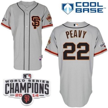 Giants #22 Jake Peavy Grey Road 2 Cool Base W/2014 World Series Champions Patch Stitched MLB Jersey Giants #22 Jake Peavy Grey Road 2 Cool Base W/2014 World Series Champions Patch Stitched MLB Jersey