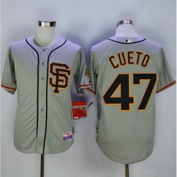 Giants #47 Johnny Cueto Grey Road 2 Cool Base Stitched MLB Jersey