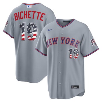 Youth New York Mets #19 Bo Bichette Nike Gray USA 250 Fourth of July Road Stadium Jersey Youth New York Mets #19 Bo Bichette Nike Gray USA 250 Fourth of July Road Stadium Jersey