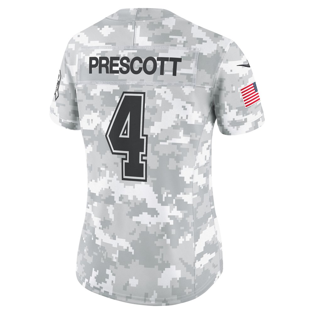 Women's Dallas Cowboys Dak Prescott Arctic Camo 2024 Salute to Service Limited Jersey