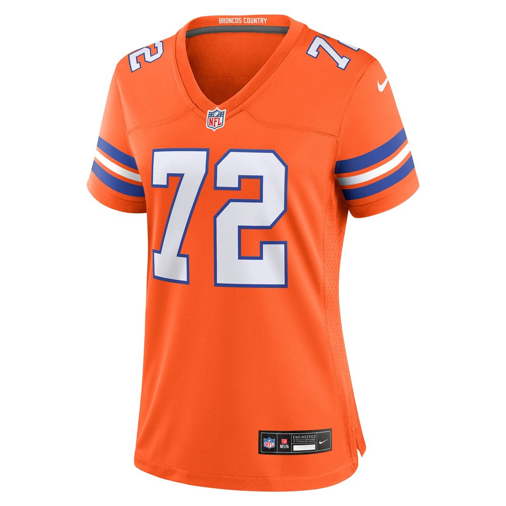 Women's Denver Broncos Garrett Bolles Orange Mile High Collection 1977 Throwback Player Game Jersey Women's Denver Broncos Garrett Bolles Orange Mile High Collection 1977 Throwback Player Game Jersey