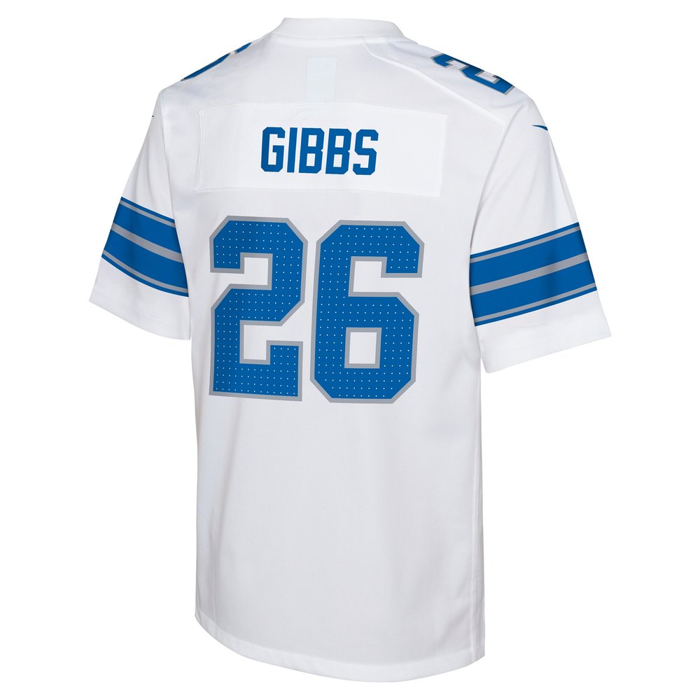 Youth Detroit Lions #26 Jahmyr Gibbs White Player Game Jersey