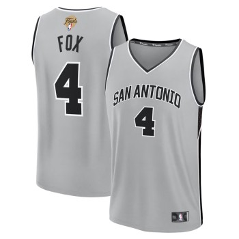 Men's San Antonio Spurs #4 De'Aaron Fox Silver 2026 NBA Finals Patch Fast Break Statement Edition Jersey