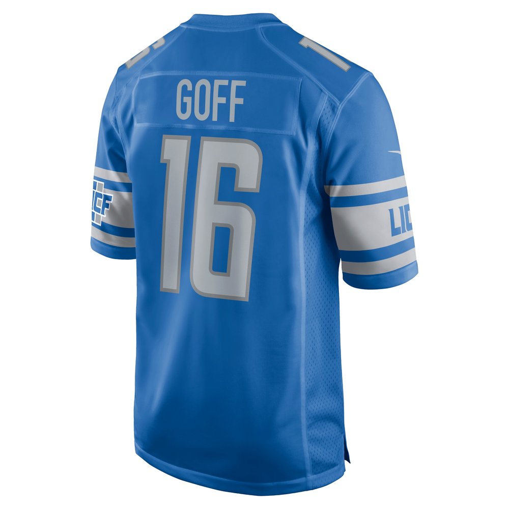 Men's Detroit Lions #16 Jared Goff Blue Game Jersey