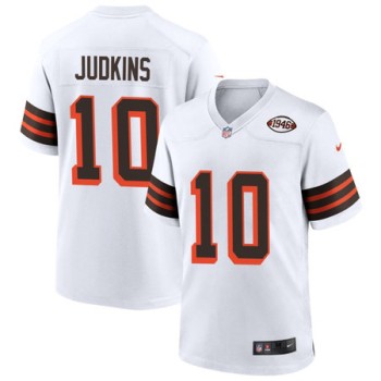 Men's Cleveland Browns #10 Quinshon Judkins White 1946 Collection Game Jersey
