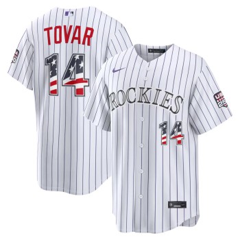Youth Colorado Rockies #14 Ezequiel Tovar Nike White USA 250 Fourth of July Home Stadium Jersey Youth Colorado Rockies #14 Ezequiel Tovar Nike White USA 250 Fourth of July Home Stadium Jersey
