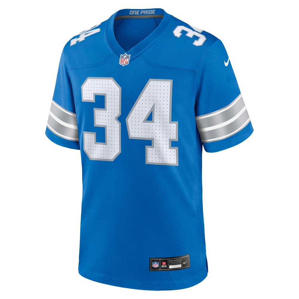 Men's Detroit Lions Alex Anzalone Blue Game Jersey