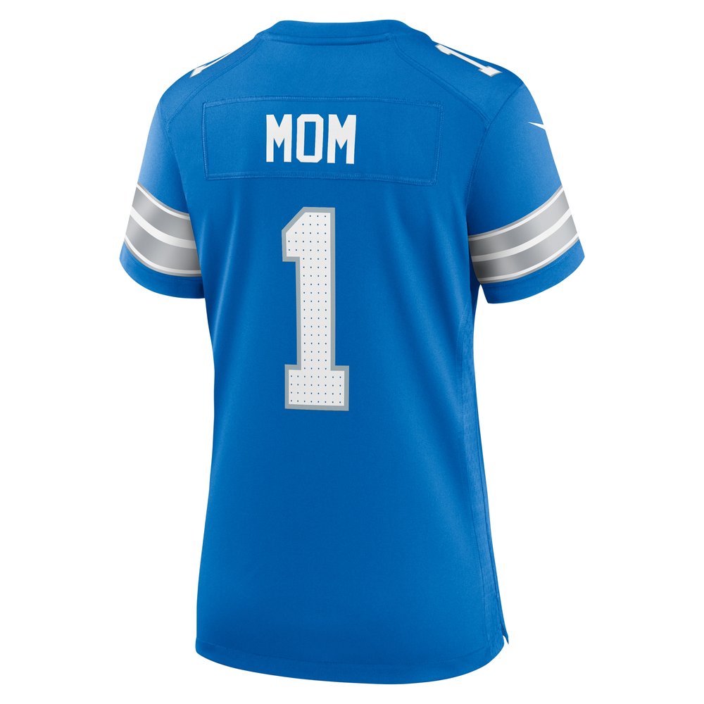 Men's Detroit Lions Number 1 Mom Blue Game Jersey
