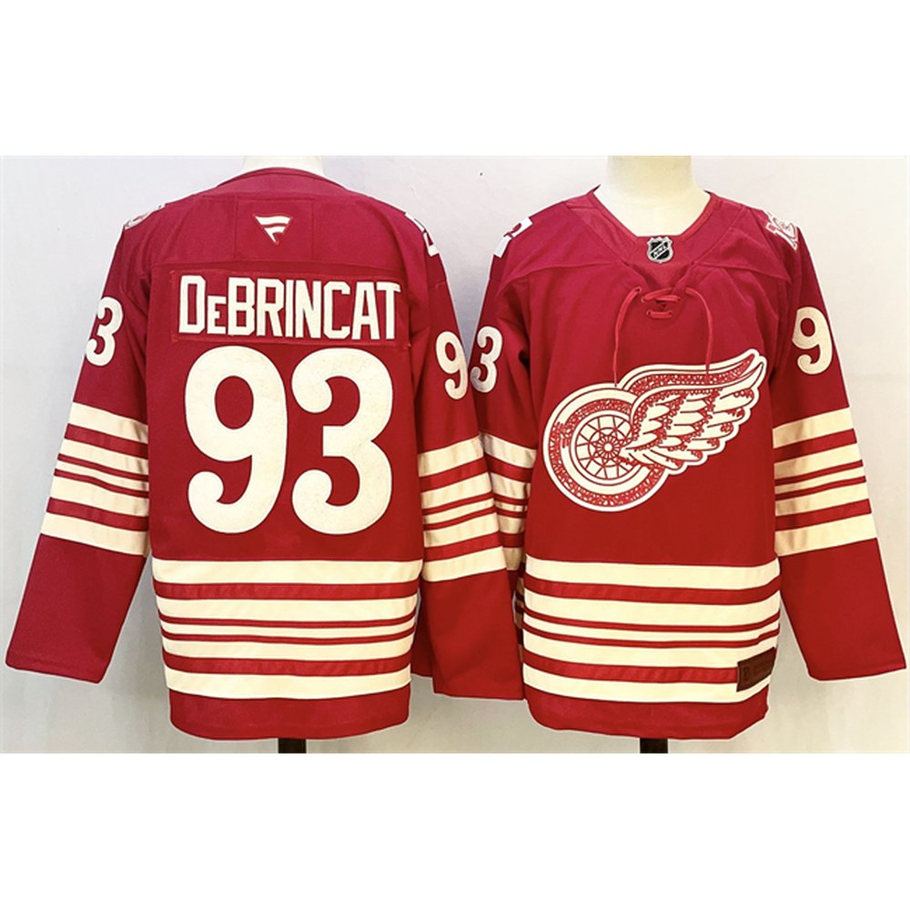 Men's Detroit Red Wings #93 Alex DeBrincat Red 2025-26 Centennial Premium Stitched Hockey Premium Jersey Men's Detroit Red Wings #93 Alex DeBrincat Red 2025-26 Centennial Premium Stitched Hockey Premium Jersey