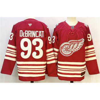 Men's Detroit Red Wings #93 Alex DeBrincat Red 2025-26 Centennial Premium Stitched Hockey Premium Jersey Men's Detroit Red Wings #93 Alex DeBrincat Red 2025-26 Centennial Premium Stitched Hockey Premium Jersey