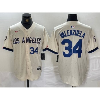 Men's Los Angeles Dodgers #34 Toro Valenzuela Cream Stitched Baseball Jersey Men's Los Angeles Dodgers #34 Toro Valenzuela Cream Stitched Baseball Jersey
