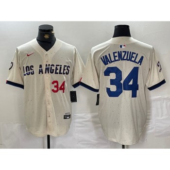 Men's Los Angeles Dodgers #34 Toro Valenzuela Cream Stitched Baseball Jersey Men's Los Angeles Dodgers #34 Toro Valenzuela Cream Stitched Baseball Jersey