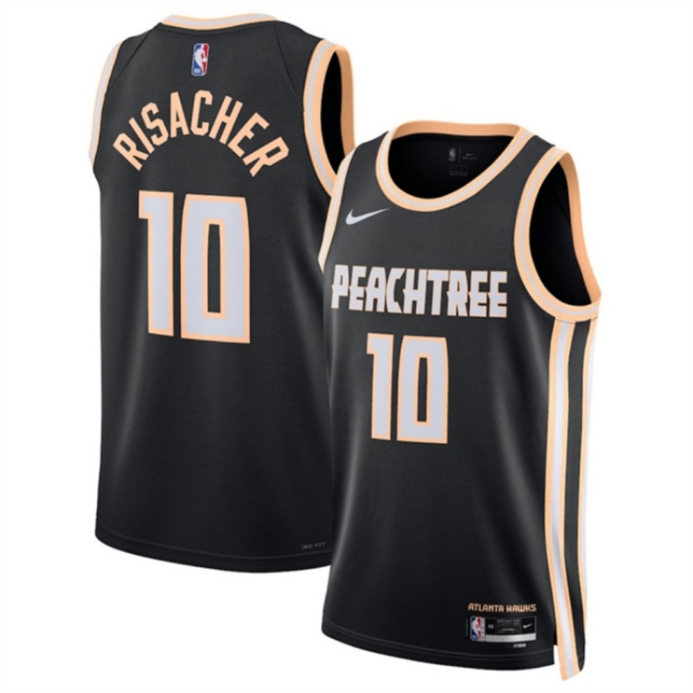 Men's Atlanta Hawks #10 Zaccharie Risacher Black 2025/26 City Edition Stitched Jersey