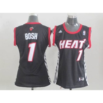 Heat #1 Chris Bosh Black Women's Road Stitched NBA Jersey Heat #1 Chris Bosh Black Women's Road Stitched NBA Jersey