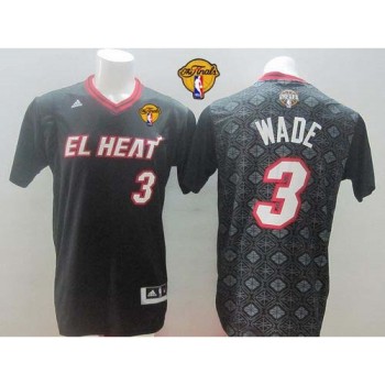Heat #3 Dwyane Wade Black New Latin Nights Finals Patch Stitched NBA Jersey Heat #3 Dwyane Wade Black New Latin Nights Finals Patch Stitched NBA Jersey
